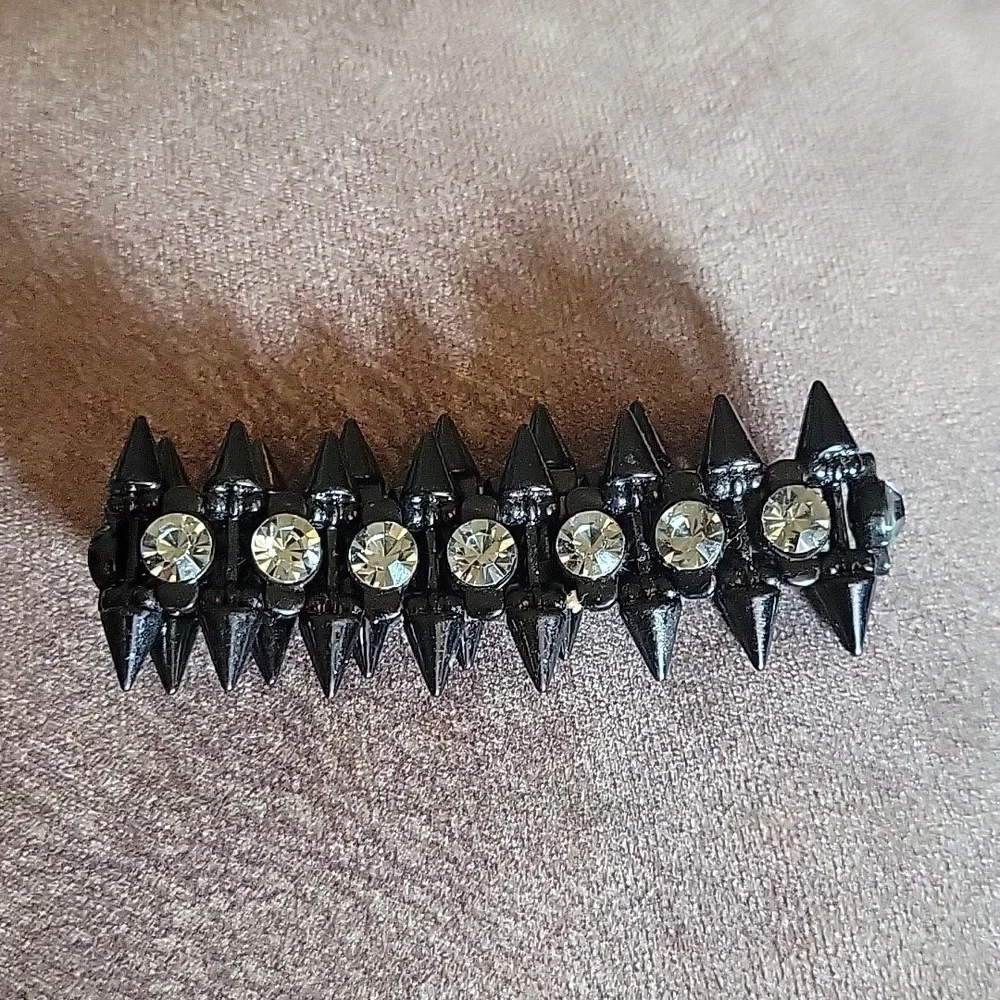 3/$30 Black Rhinestone Spike Goth Grunge Warrior Castlecore Stretch Bracelet